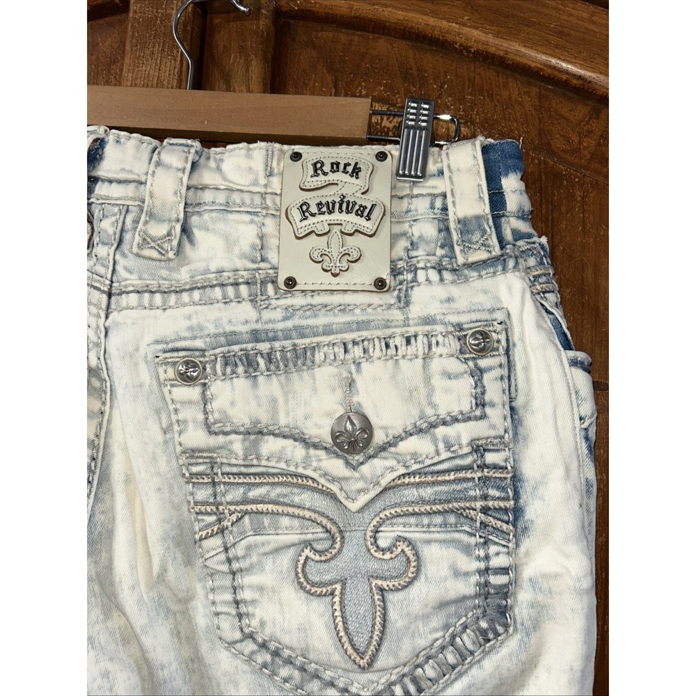 Mens Rock Revival Earny Straight Jeans Sz 35 35x27